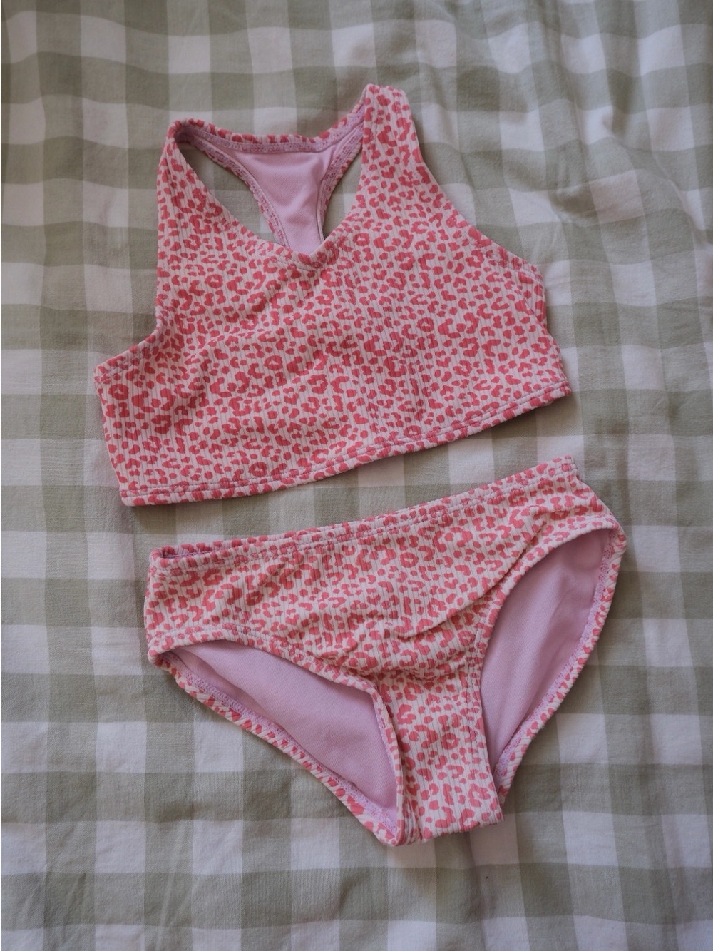 art class Pink Leopard-Print Girls' Two-Piece Swim Set